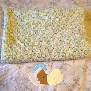 🔥CLEARANCE🔥 Pastel Yellow, Green, and White Hand Crochet Baby Blanket 25” X 25”